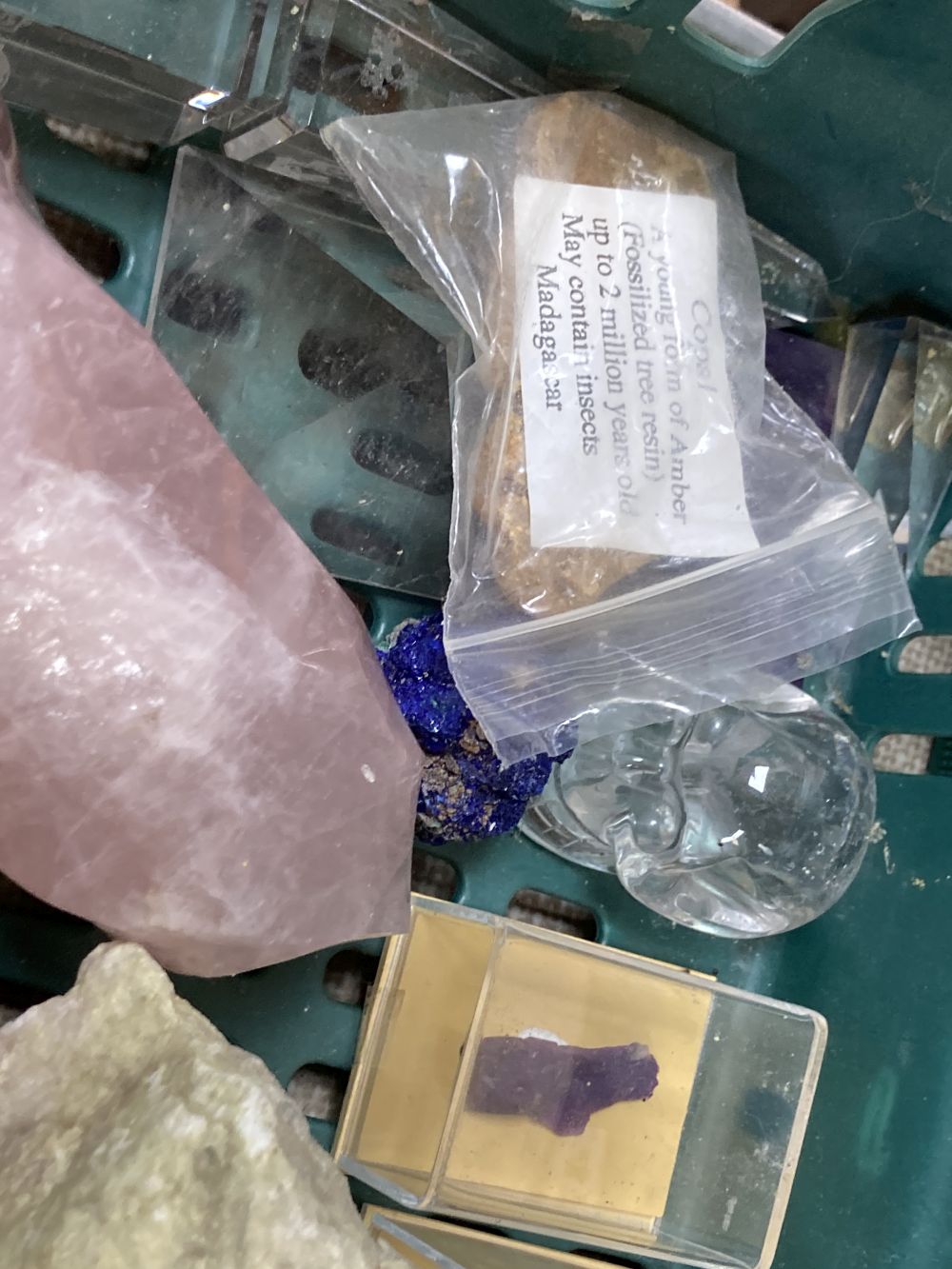 A collection of minerals and fossils